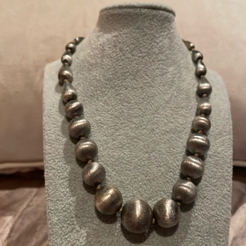 Monet Brushed Silver Graduated Necklace 16-19” Toggle Closure